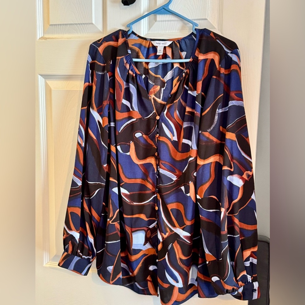 Nine West Multicolor Abstract Blouse